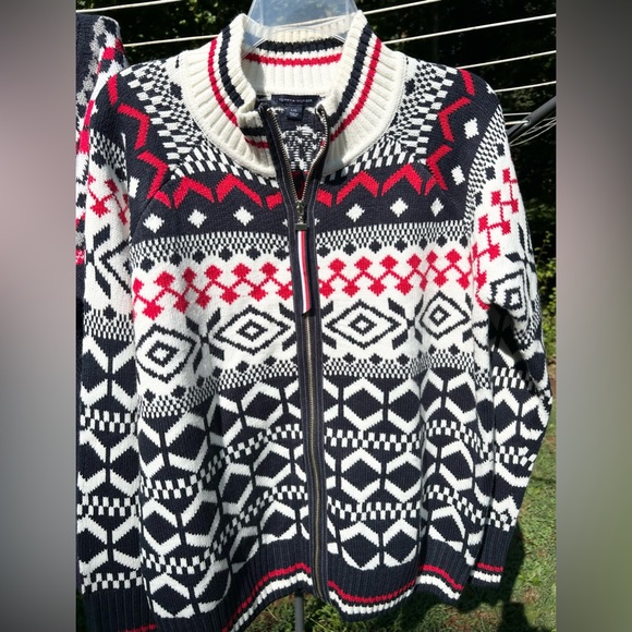 TOMMY HILFIGER Sweater Women’s L Bundle/2 Red White Blue Argyle Fair Isle Nordic - Picture 4 of 14